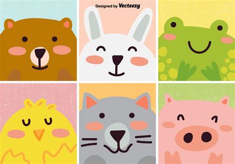 Vector Set Of Cute Cartoon Animal Download Free Vector Art Stock