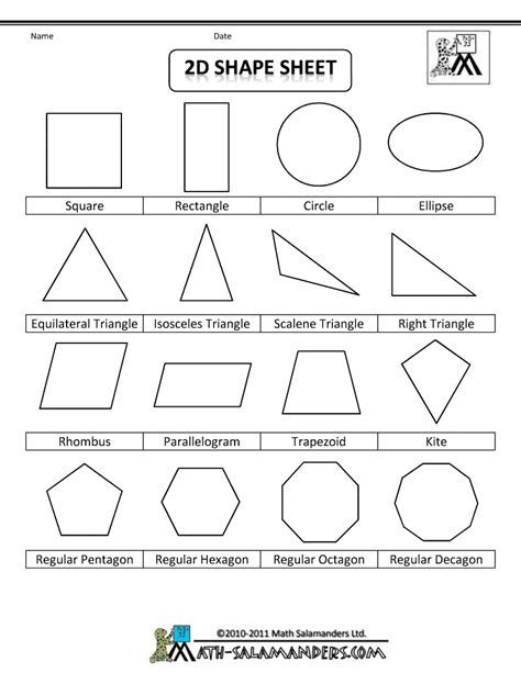 Printable Shapes 2d And 3d Geometry Worksheets Shapes Worksheets