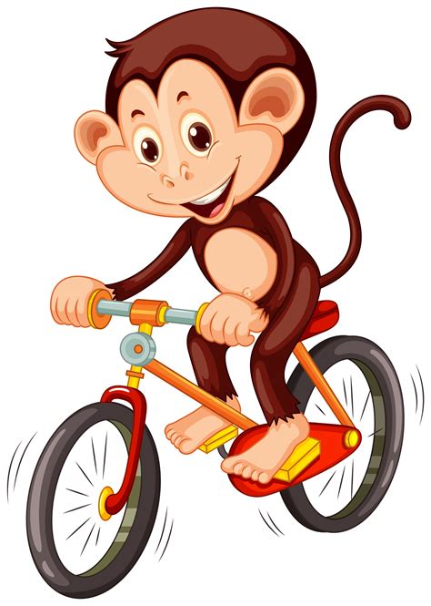 Little Monkey Riding A Bicycle 434295 Vector Art At Vecteezy