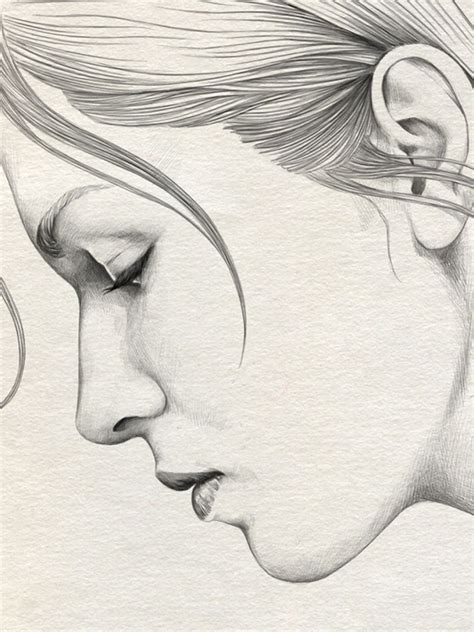 Free Download Beatiful Sketch Drawing Woman Face Profile Pencil