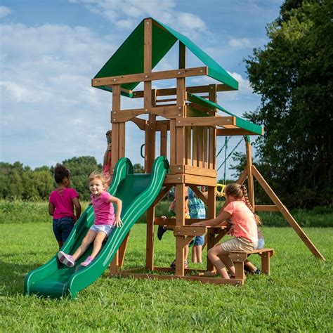 Backyard Discovery Belmont Residential Wood Playset With Slide In The