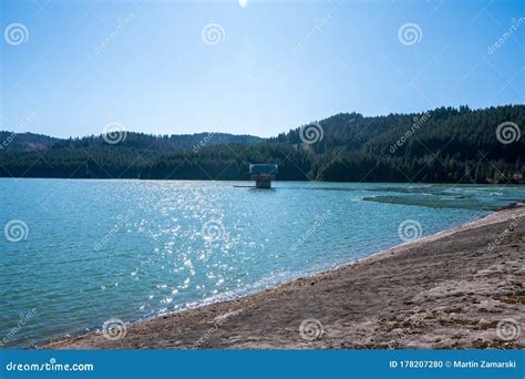 Dam In The Mountains With Beautifully Clear Water Czech Beskydy