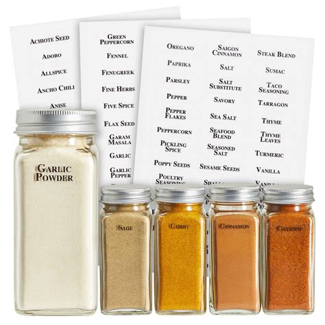 125 Spice Labels Stickers Clear Spice Jar Labels Preprinted For