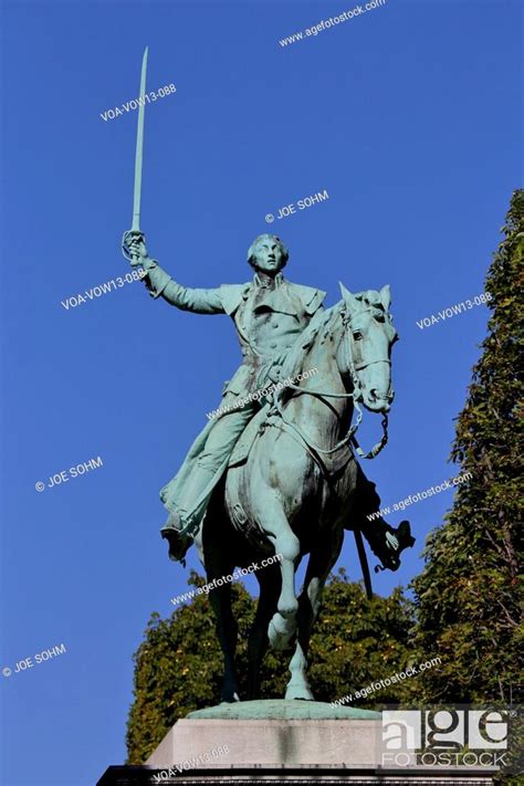 Statue Of General Marquis De Lafayette In Cours La Reine Paris France
