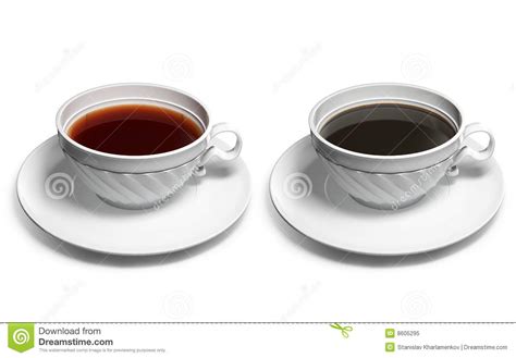 A Cup Of Tea And A Cup Of Coffee Royalty Free Stock Photo