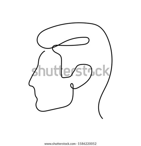 Continuous One Line Abstract Face Man Stock Vector Royalty Free
