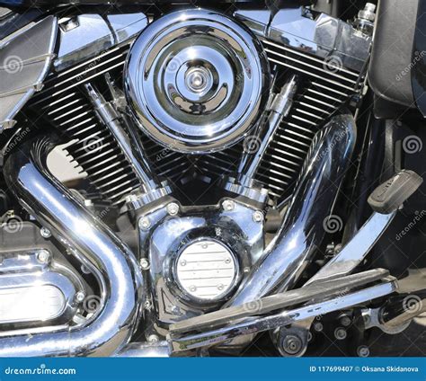 Chromed Motorcycle Engine Stock Image Image Of Moto