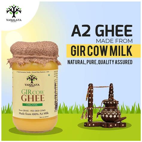 Vanalaya Organic A2 Desi Gir Cow Ghee From A2 Milk Prepared By Traditional Bilona Method 200ml