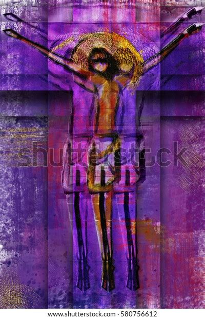 Jesus Christ On Cross Abstract Artistic Stock Illustration 580756612