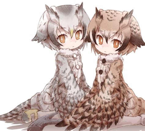 Northern White Faced Owl And Eurasian Eagle Owl Kemono Friends Drawn