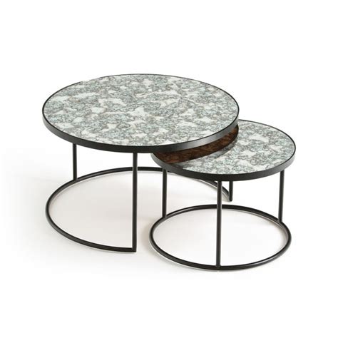 Vous recherchez une table basse gigogne ou une table d'appoint gigogne? Lot de 2 tables basses semi-gigognes lipstick noir La ...