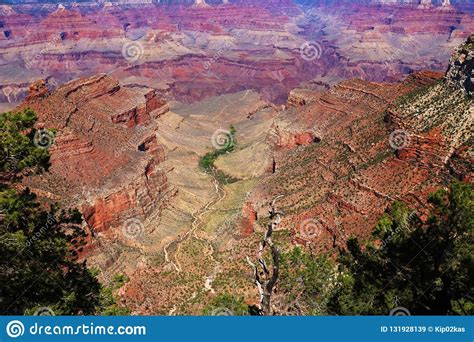 View To Calorado River At Grand Canyon From Desert View Point Stock