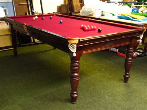 Antique 8ft X 4ft Riley Antique Slate Bed Billiard Table In Mahogany C1910 4 Turned Legs 4