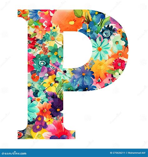 Abstract Colorful Letter P On White Background Stock Image