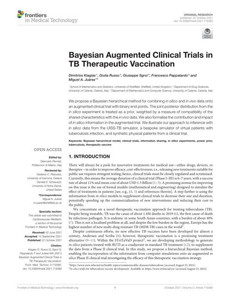 Pdf Bayesian Augmented Clinical Trials In Tb Therapeutic Vaccination