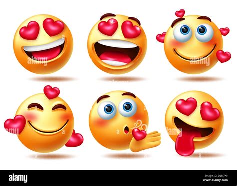 Smileys Lieben Emoticon Vektor Zeichensatz Smiley In Love 3d Emoji