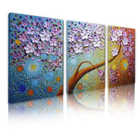 Asdam Art 100 Hand Painted 3d Floral Paintings On Canvas Large Wall