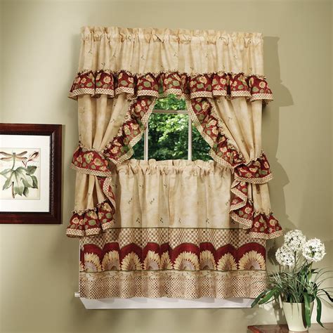 Woven Trends Sunflower Cottage Set Ruffled Window Cafe Curtains With