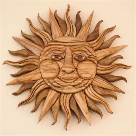 Intarsia Sun Face Wood Art Wall Art Etsy