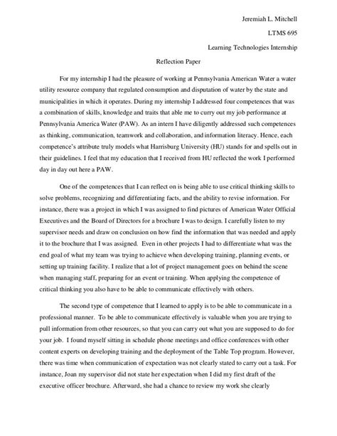 Internship Reflection Paper Essay