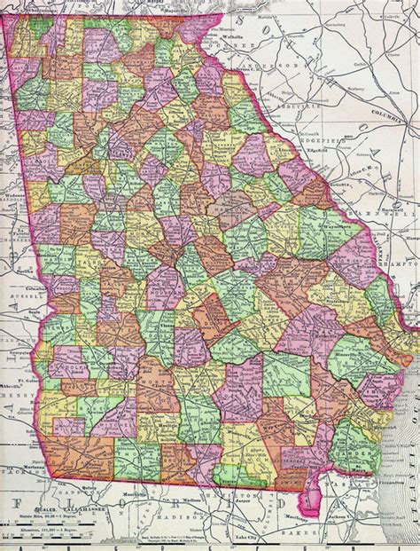 Detailed Old Administrative Map Of Georgia State 1895