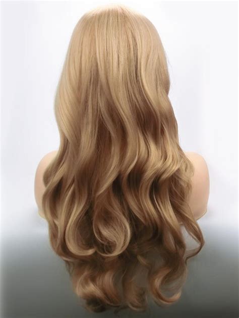 Buff Brown Long Wavy Non Lace Wefted Wig With Bang Synthetic Wigs