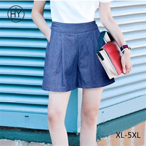 acinth girl hy big size women shorts denim summer 2018 high waist elastic casual blue shorts