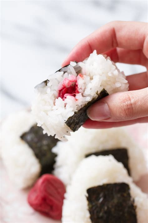 Umeboshi Onigiri Rice Balls With Japanese Salt Plums Love And Olive Oil