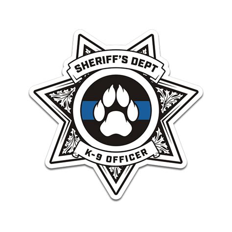 K9 Sheriff Thin Blue Line 7 Point Badge Sticker Decal K 9 Officer