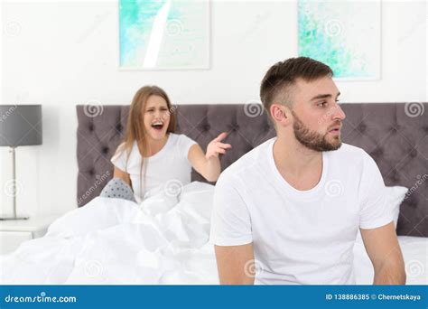Young Couple Arguing In Bedroom Relationship Stock Image Image Of Bedroom Frustration 138886385
