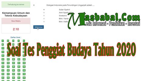 Maybe you would like to learn more about one of these? Soal Tes Penggiat Budaya Tahun 2020 - MASBABAL.COM