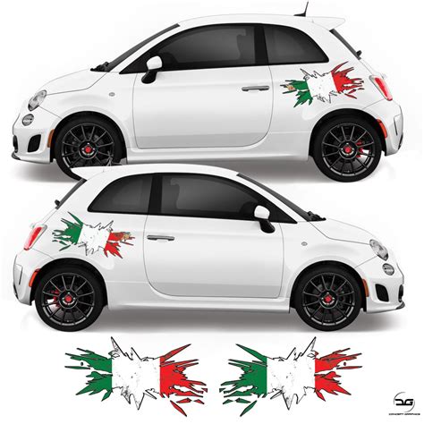 Fiat 500 Abarth Italian Flag Side Stripe Stickers Concept Graphics