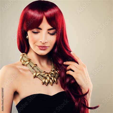 Beautiful Redhead Woman With Long Healthy Wavy Hair Beauty Salon And