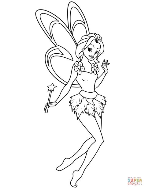 Fairy With Magic Stick Coloring Page Free Printable Coloring Pages