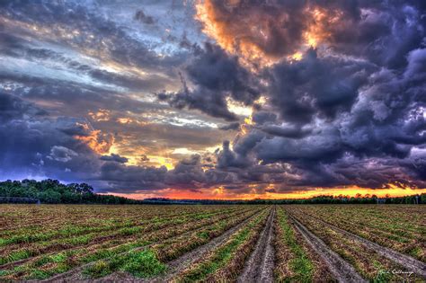 Statesboro Ga Majestic Peanut Harvest Sunset Thunderstorm Clouds