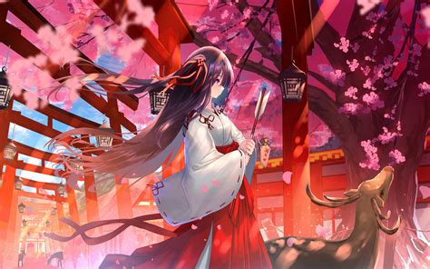 Download Wallpaper 3840x2400 Girl Kimono Sakura Anime Art 4k Ultra