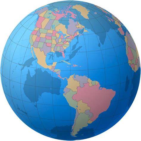 World Globe Map Map Of American Continent North South America
