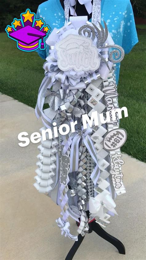 Senior Homecoming Mum Silver And White Full Size Homecoming Mum