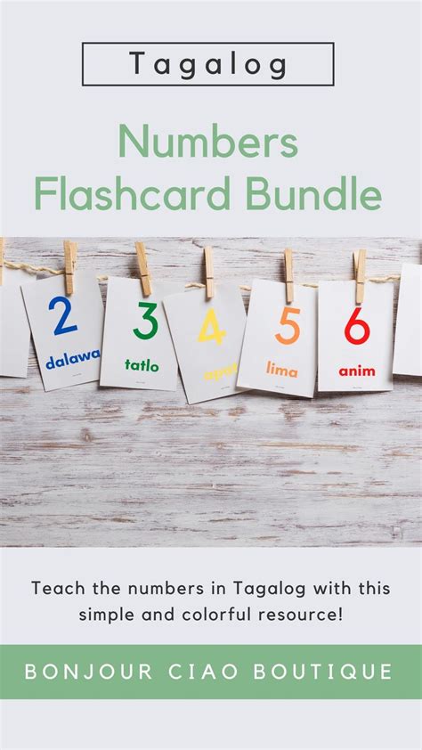 Tagalog Numbers Flashcards Bundle Full Page Montessori Etsy