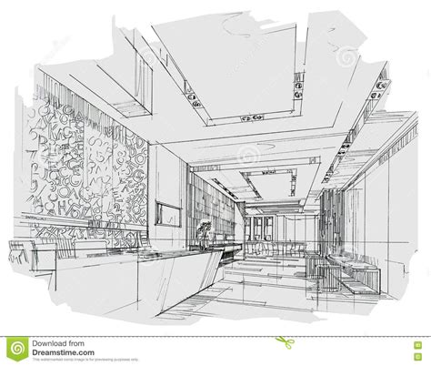 Photo About Sketch Stripes Reception Black And White Interior Design