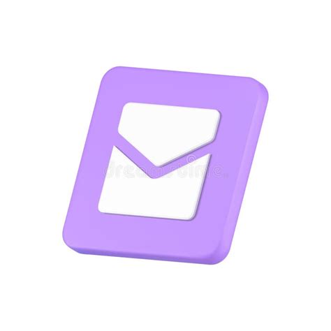Unread Incoming Letter Email Enclosed Envelope Purple Button Isometric