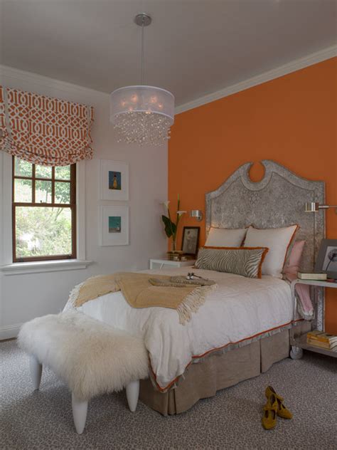Orange is often used to draw attention, such as in traffic signs and advertising.; Mill Valley Orange Bedroom in pewter and tangerine ...