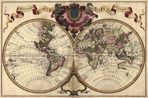 1720 Old World Map Mappemonde Du Roy 24x36 Ebay Antique World Map