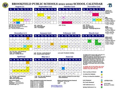 Brookfield Public Schools Calendar 2021 2022 Brookfield