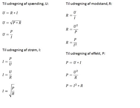 Ohms Lov Og Effektformlen El Noter