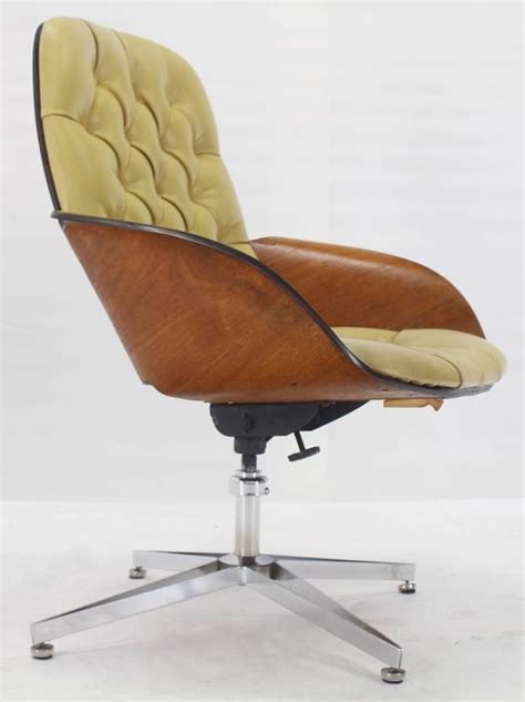 Side chair with upholstered seat/back. Mustard Green Upholstery Bent Plywood Plycraft Office ...