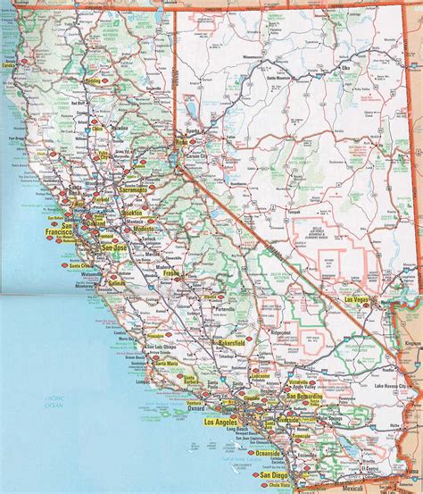 Printable Map Of Detailed Road Map Of California Road