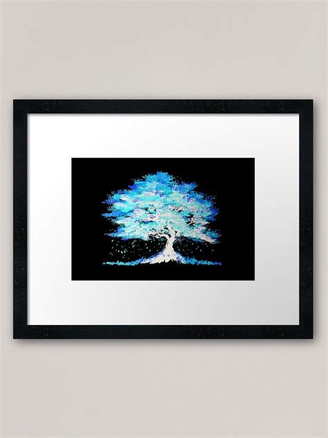 Luminescent Blue Tree Framed Art Print Zeichenbloq Redbubble