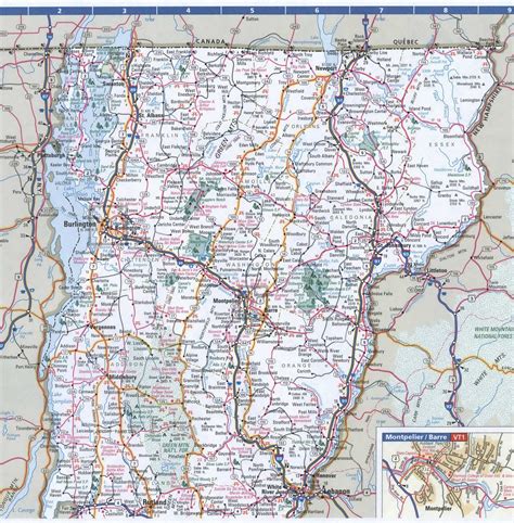 Vermont Detailed Roads Mapmap Of Vermont With Cities And Highways