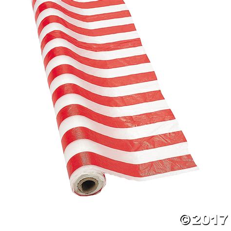 Red And White Striped Plastic Tablecloth Roll Oriental Trading Carnival Themed Party Circus